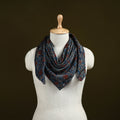 Blue - Ajrakh Hand Block Print Natural Dyed Modal Silk Scarf 36