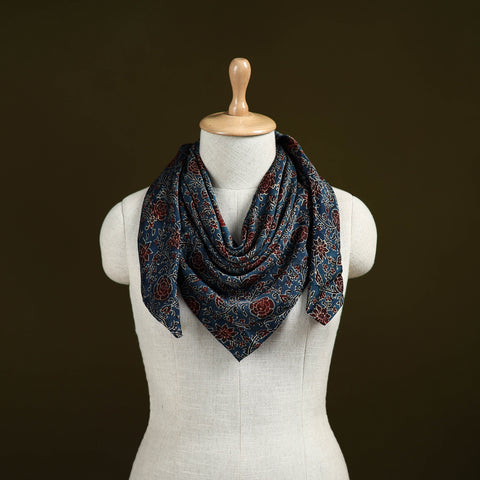 Ajrakh Hand Block Print Natural Dyed Modal Silk Scarf 36