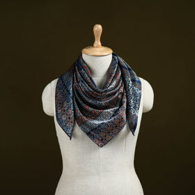 Ajrakh Hand Block Print Natural Dyed Modal Silk Scarf 37