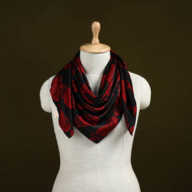 Black - Bagh Hand Block Print Modal Silk Scarf 38