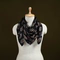 Black - Ajrakh Hand Block Print Natural Dyed Modal Silk Scarf 21