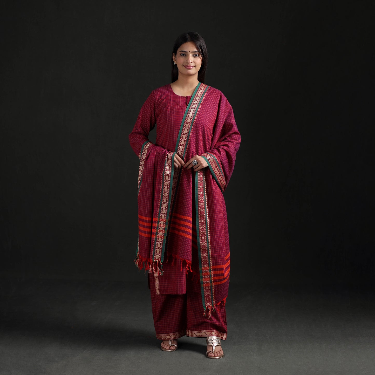 Dharwad Cotton Suit Set with Dupatta for Women 07