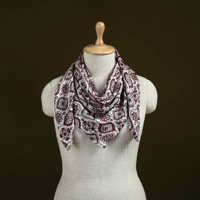 Maroon - Bagh Hand Block Print Modal Silk Scarf 40