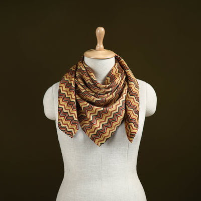 Yellow - Ajrakh Hand Block Print Natural Dyed Modal Silk Scarf 41