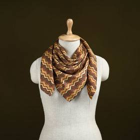 Yellow - Ajrakh Hand Block Print Natural Dyed Modal Silk Scarf 41