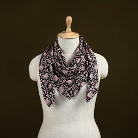 Black - Bagh Hand Block Print Modal Silk Scarf 42