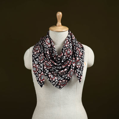 Black - Bagh Hand Block Print Modal Silk Scarf 43