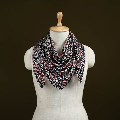 Black - Bagh Hand Block Print Modal Silk Scarf 43