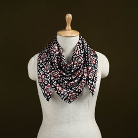 Black - Bagh Hand Block Print Modal Silk Scarf 43