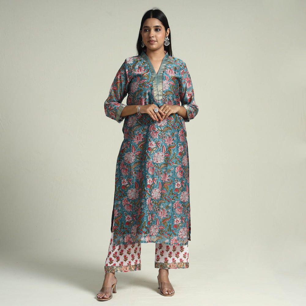 Sanganeri Kurta with Palazzo & Dupatta Set
