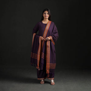 Purple - Dharwad Cotton Suit Set with Dupatta for Women 08