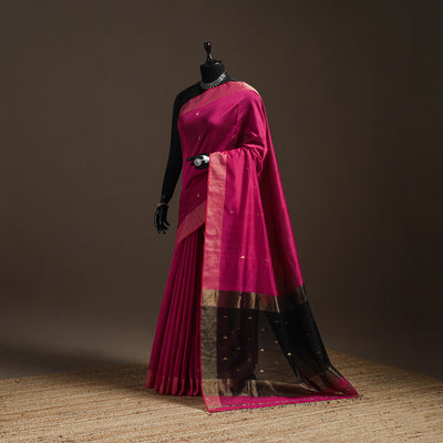 Handloom Buti Maheshwari Saree with Zari Border 19