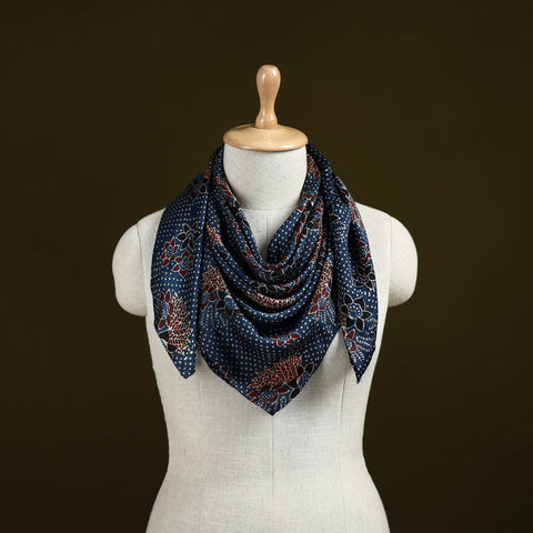 Ajrakh Hand Block Print Natural Dyed Modal Silk Scarf 48