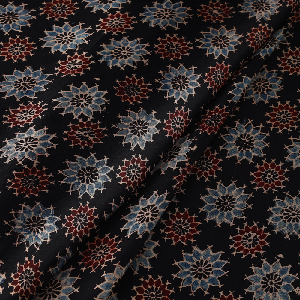 Black - Modal Silk Ajrakh Print Fabric 01