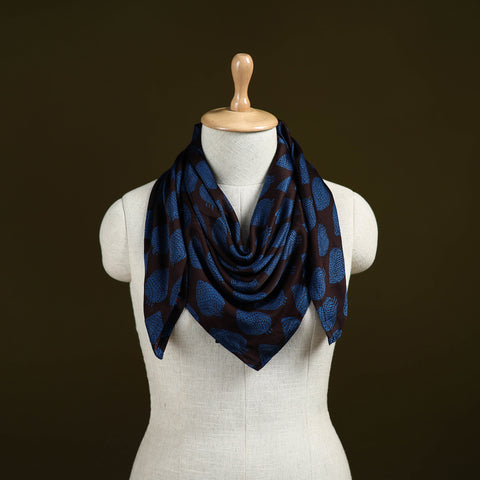 Blue - Bagh Hand Block Print Modal Silk Scarf 49