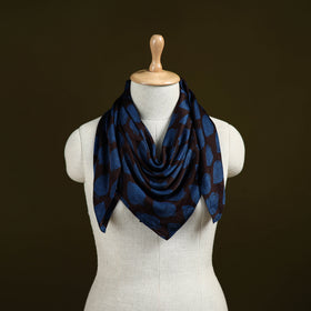 Blue - Bagh Hand Block Print Modal Silk Scarf 49
