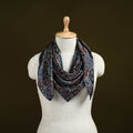 Blue - Ajrakh Hand Block Print Natural Dyed Modal Silk Scarf 50