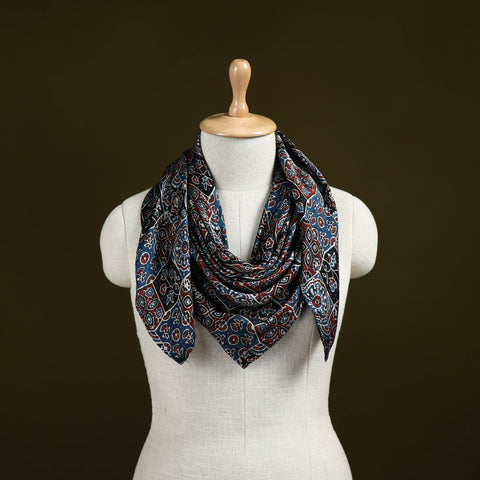 Ajrakh Hand Block Print Natural Dyed Modal Silk Scarf 50