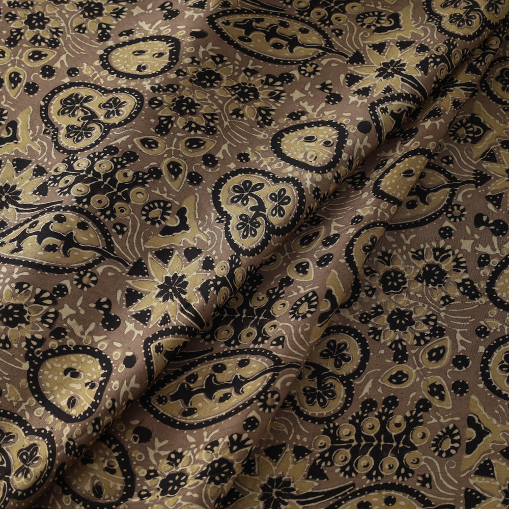 Brown - Modal Silk Ajrakh Print Fabric 02