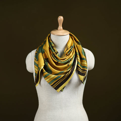 Ajrakh Hand Block Print Natural Dyed Modal Silk Scarf 52
