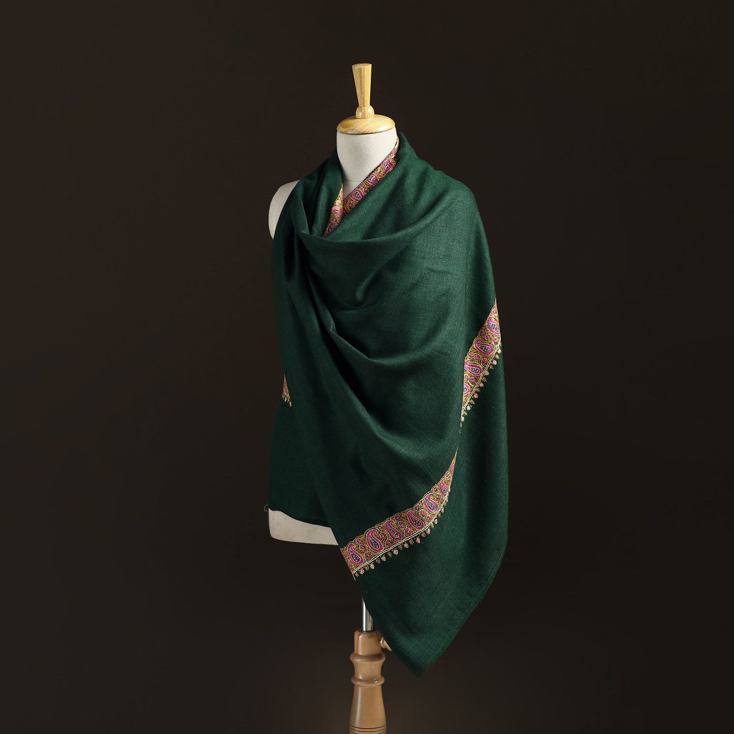 Kashmiri Sozni Hand Embroidered Pure Handwoven Merino Wool Shawl 04