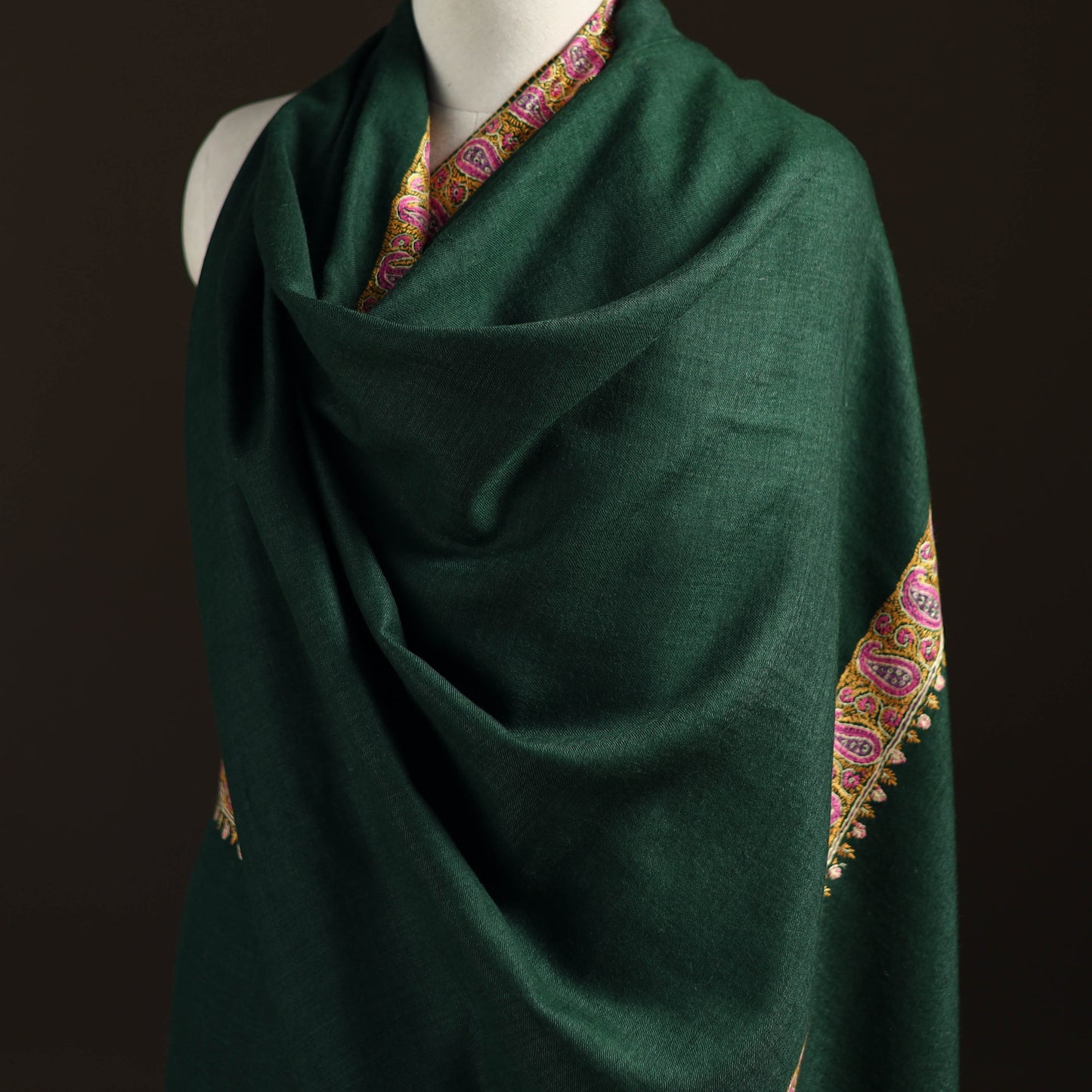 Kashmiri Sozni Hand Embroidered Pure Handwoven Merino Wool Shawl 04