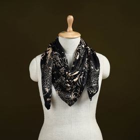 Black - Bagh Hand Block Print Modal Silk Scarf 57