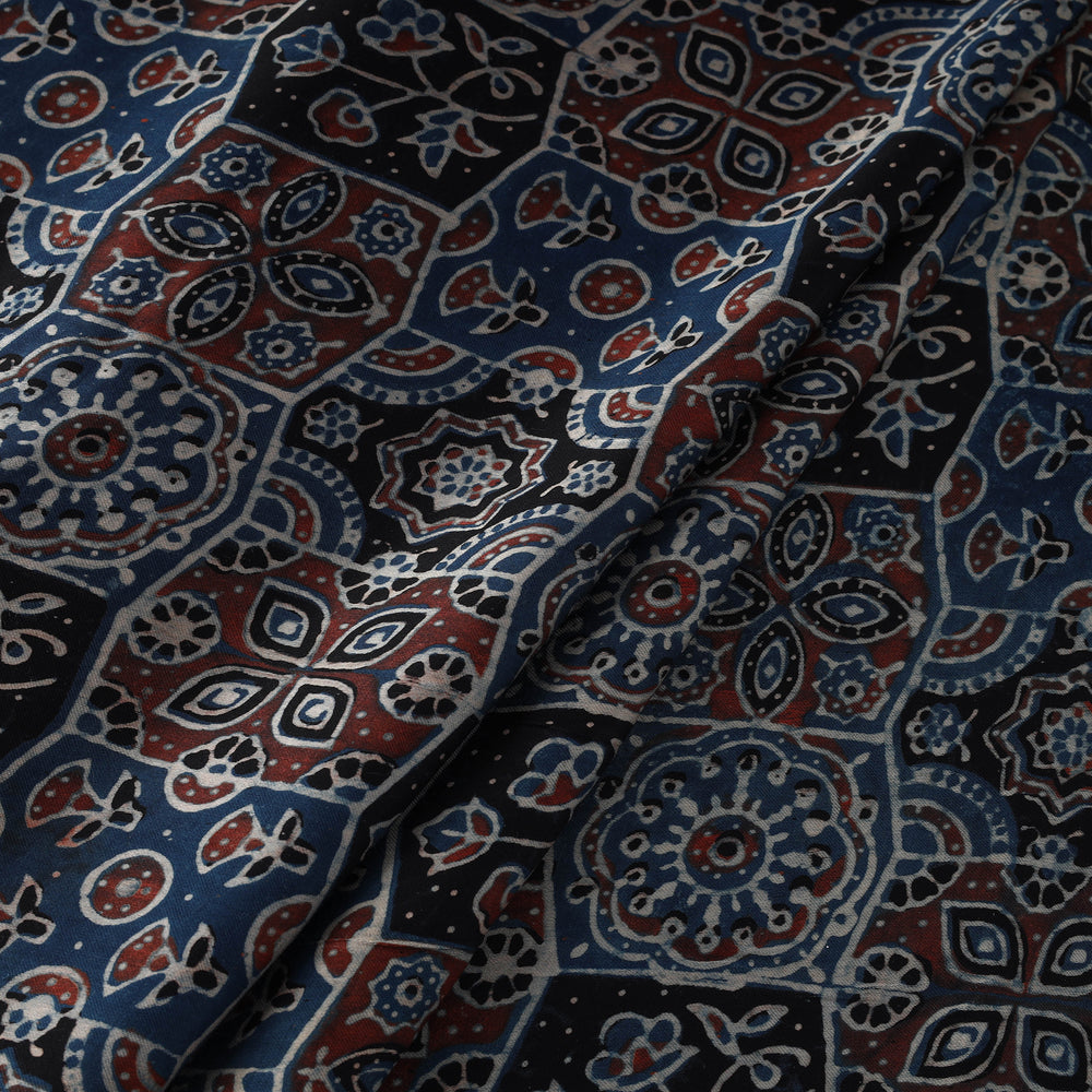 Blue - Modal Silk Ajrakh Print Fabric 05