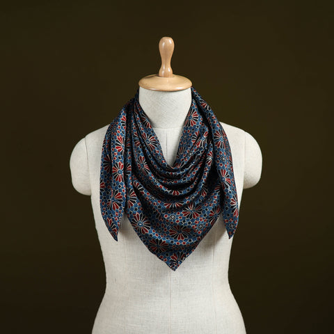 Ajrakh Hand Block Print Natural Dyed Modal Silk Scarf 59