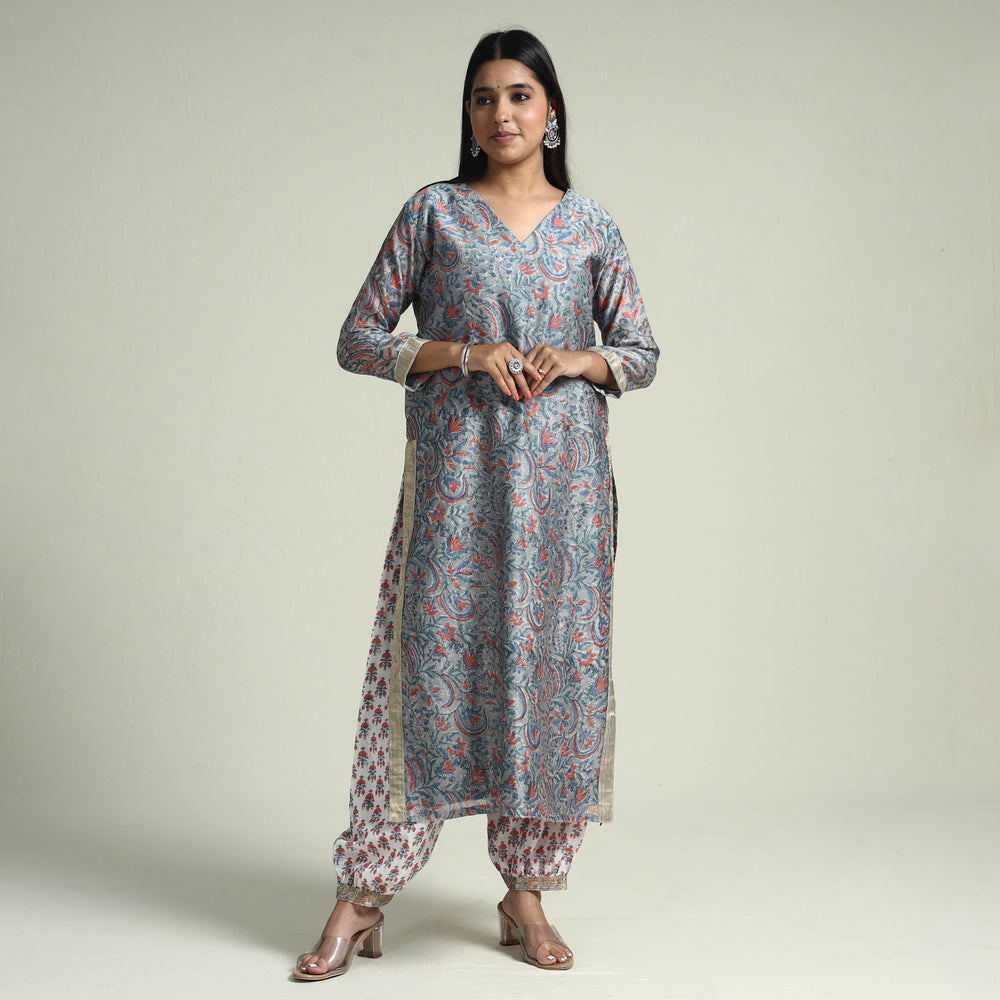 Sanganeri Kurta with Palazzo & Dupatta Set