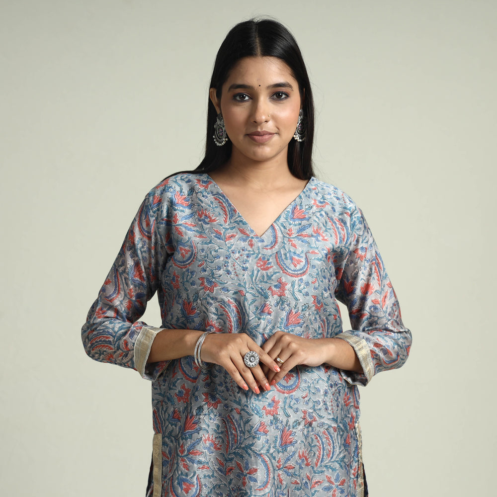 Sanganeri Kurta with Palazzo & Dupatta Set