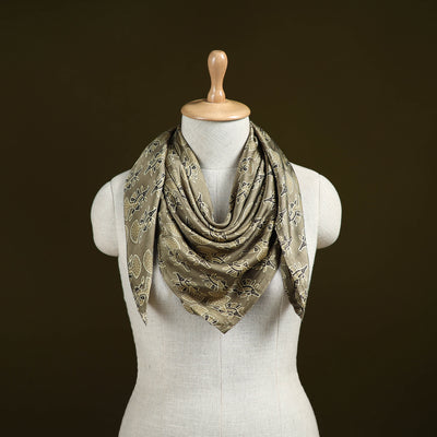Ajrakh Hand Block Print Natural Dyed Modal Silk Scarf 61