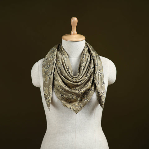 Ajrakh Hand Block Print Natural Dyed Modal Silk Scarf 61
