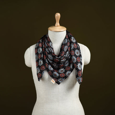 Ajrakh Hand Block Print Natural Dyed Modal Silk Scarf 62