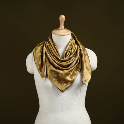 Brown - Kutch Hand Block Print Modal Silk Scarf 66
