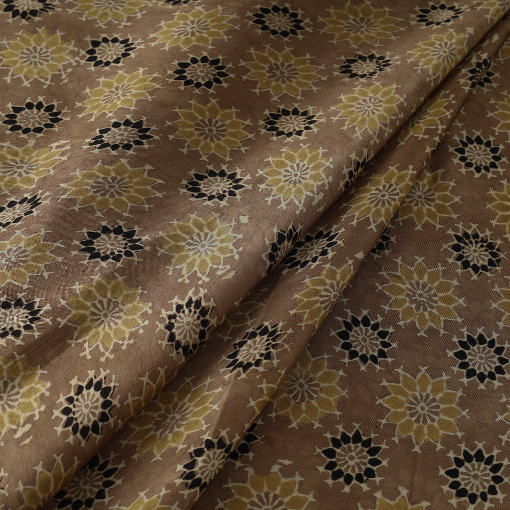 Brown - Modal Silk Ajrakh Print Fabric 09