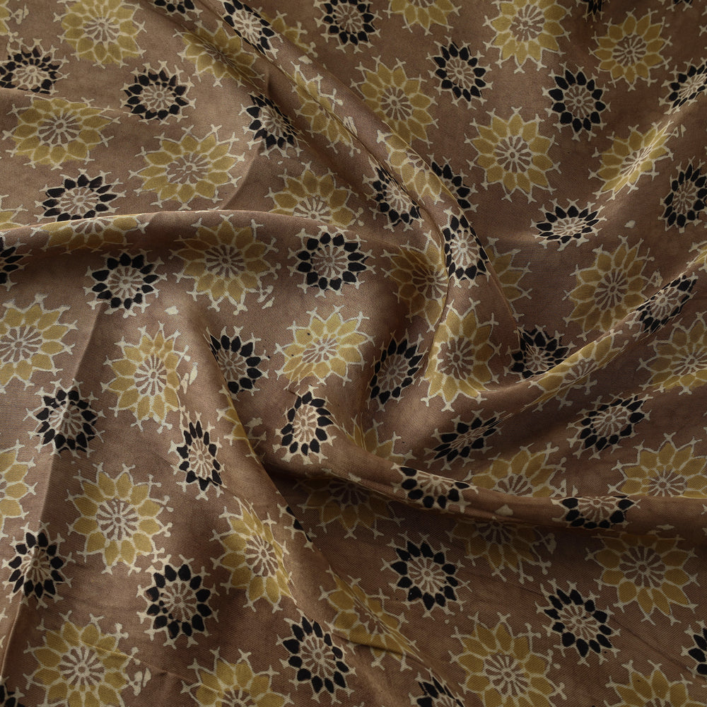 Brown - Modal Silk Ajrakh Print Fabric 09