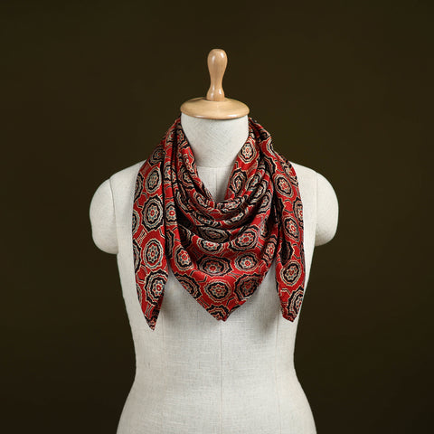 Ajrakh Hand Block Print Natural Dyed Modal Silk Scarf 68