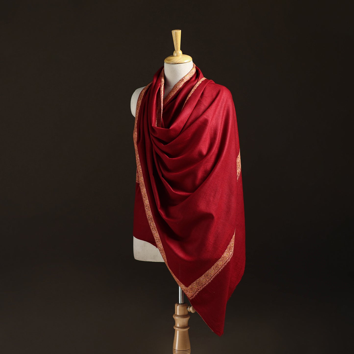 Kashmiri Sozni Hand Embroidered Pure Handwoven Merino Wool Shawl 06