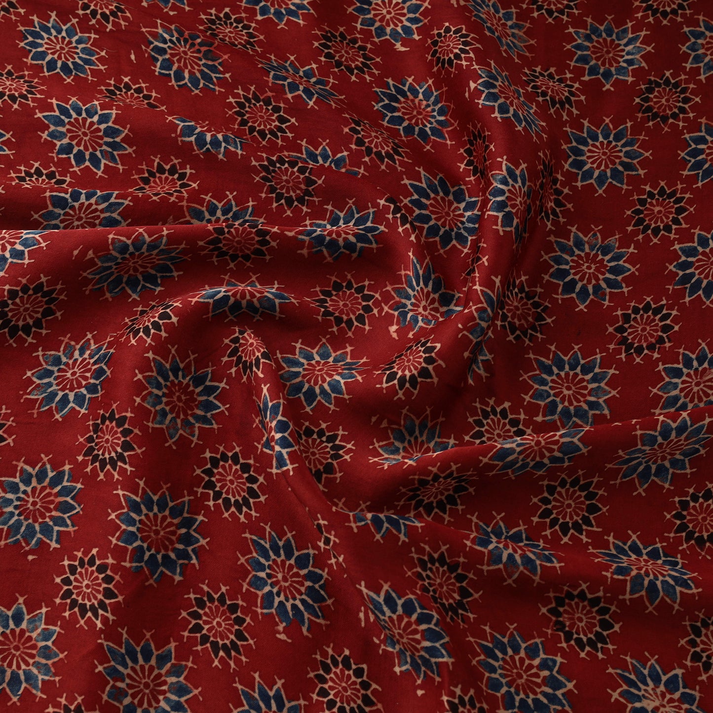 Red - Modal Silk Ajrakh Print Fabric 10