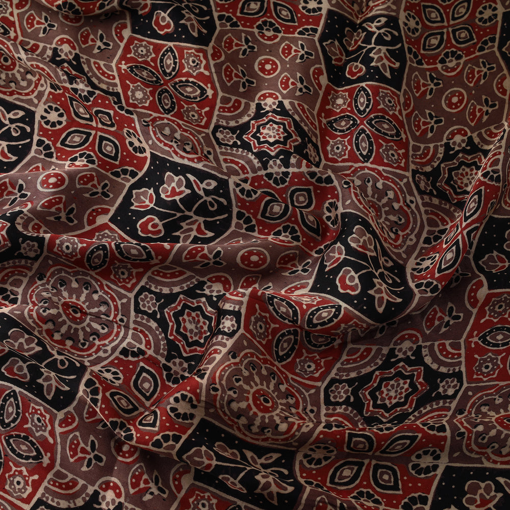 Brown - Modal Silk Ajrakh Print Fabric 11