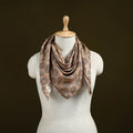Beige - Kalamkari Hand Block Print Natural Dyed Chanderi Silk Scarf  73