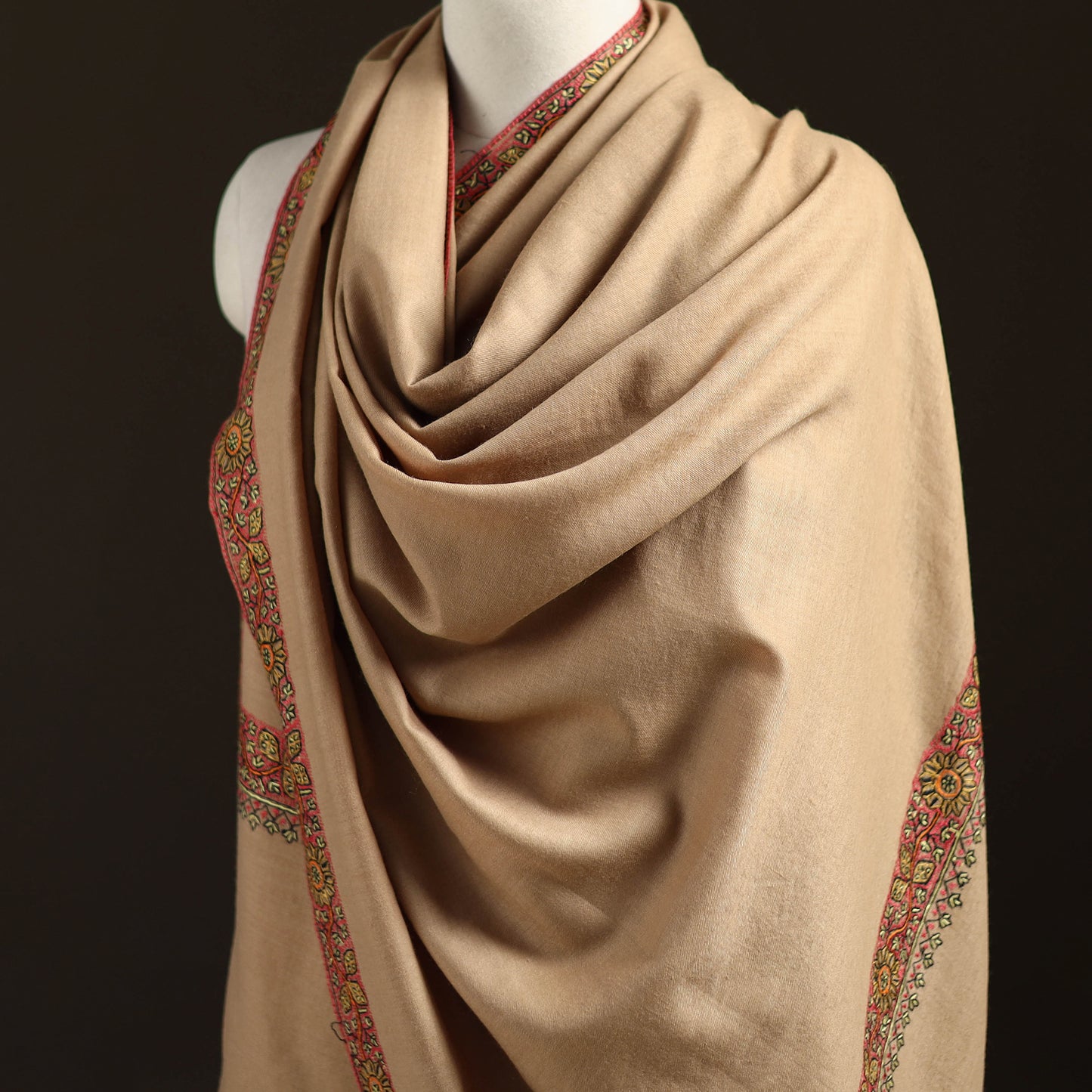 Kashmiri Sozni Hand Embroidered Pure Handwoven Merino Wool Shawl 07