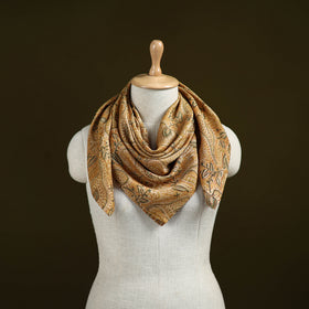 Yellow - Kalamkari Hand Block Print Natural Dyed Chanderi Silk Scarf  74