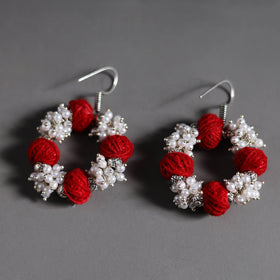 Red - thread beads handmade necklace set 07 - handcrafted