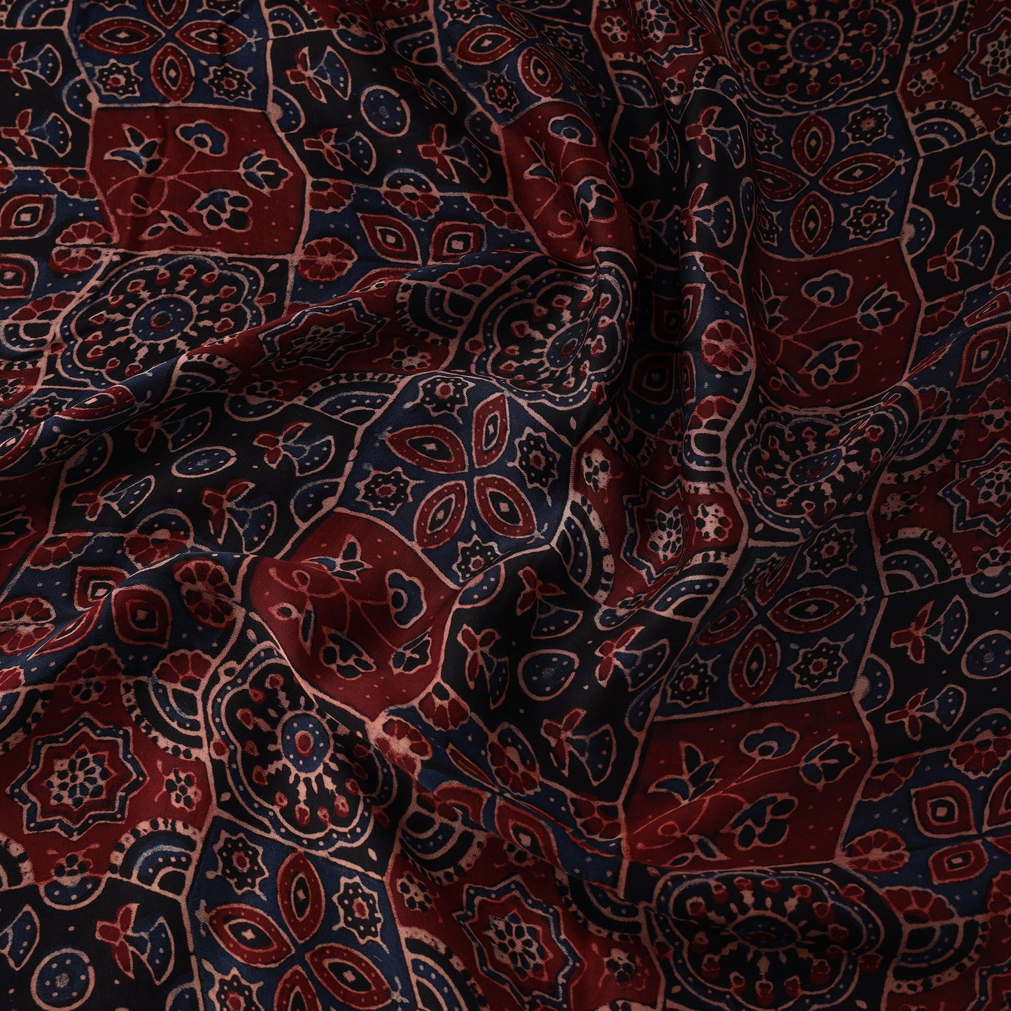 Multicolor - Modal Silk Ajrakh Print Fabric 12