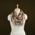 Beige - Kalamkari Hand Block Print Natural Dyed Chanderi Silk Scarf  76