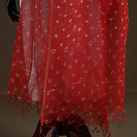 Orange - Bandhani Tie-Dye Kota Doria Cotton Dupatta 04