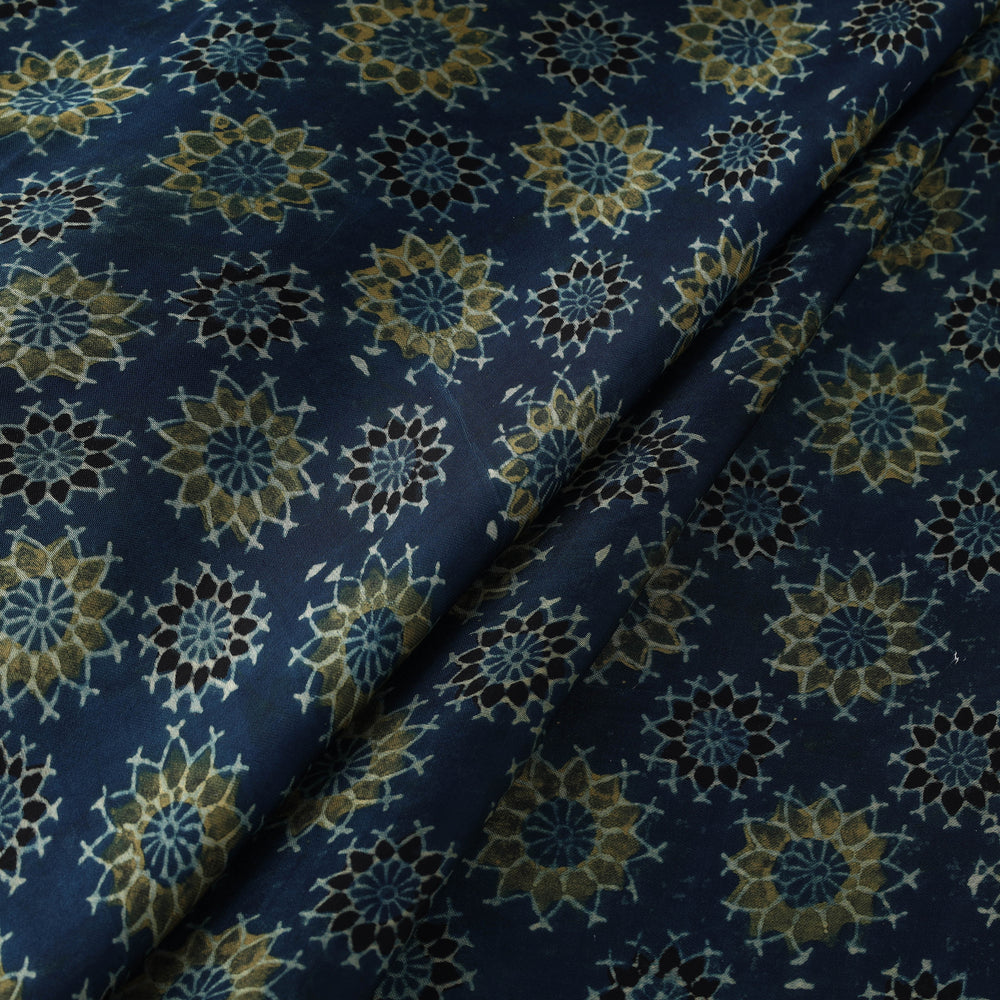 Blue - Modal Silk Ajrakh Print Fabric 15