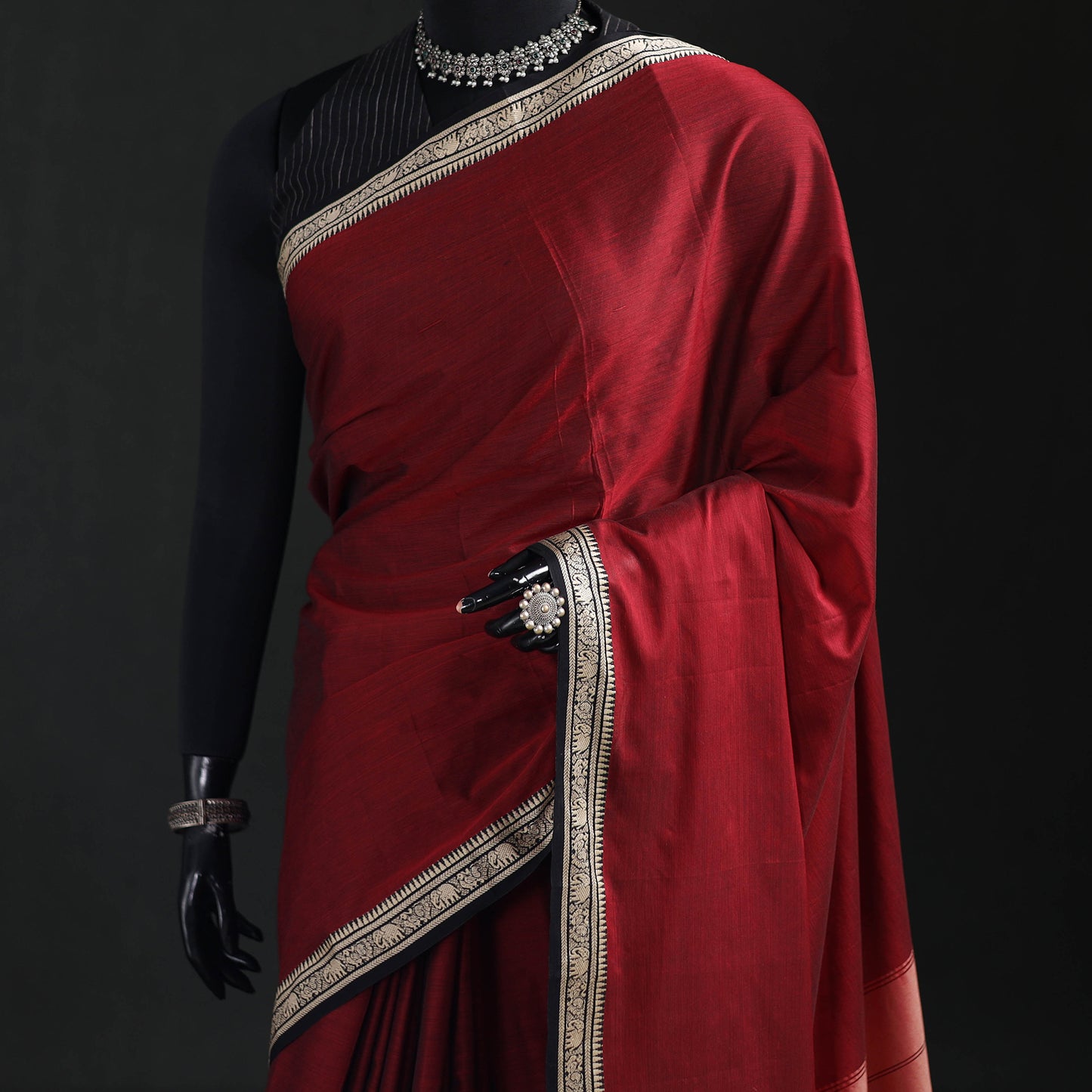 Dharwad Woven Mercerised Cotton Saree with Border 02